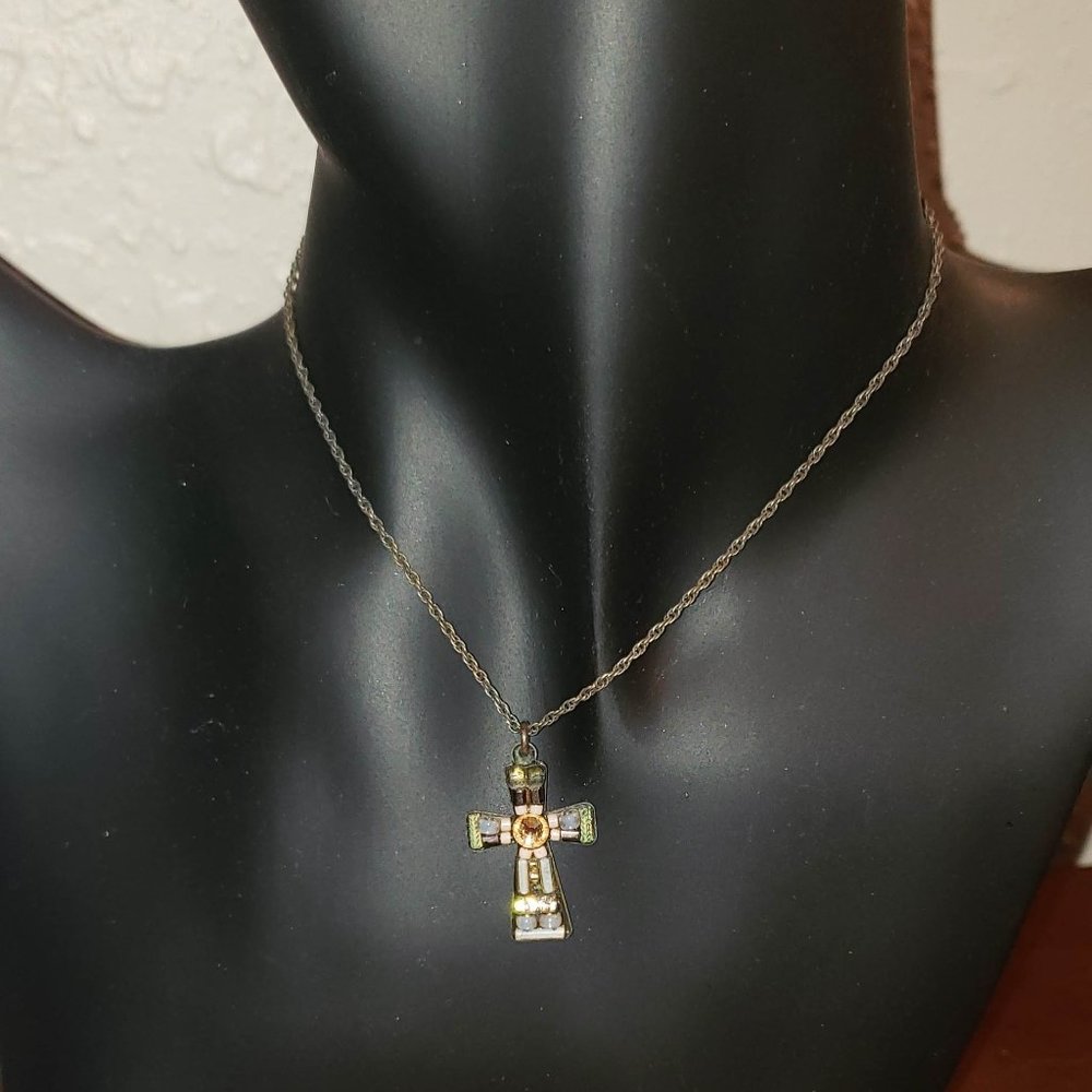 Silver necklace with cross pendant made by ayala bar
